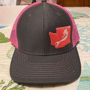 Pink and grey Washington state mermaid mesh trucker hat Direction Apparel Co.
